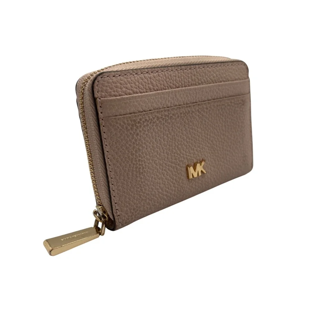 Michael‎ Kors Zip Around Wallet Womens Small Pink Good Pebbled Leather MK Logo